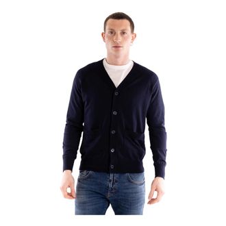 Paolo Pecora Cardigan - Heren - Vesten - Blauw - M - Katoen - Truien & Vesten