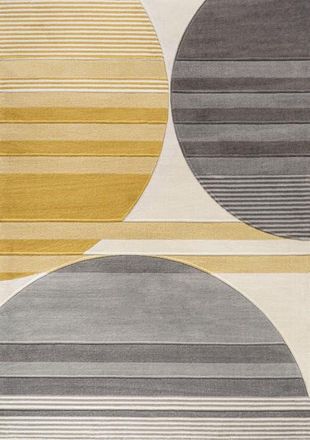 Jonathan Y Designs Nicky Geometric Striped Circles Area Rug in Gray/yellow/cream at Nordstrom, Size 4Ft 0In X 6Ft 0In