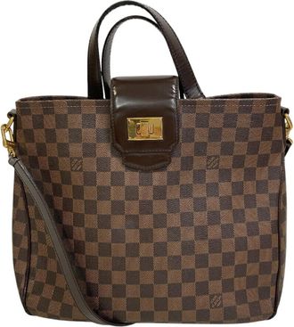 Louis Vuitton Brown Damier Canvas Red Color Damier Canvas Handbag Tote Bag (Pre-Owned)