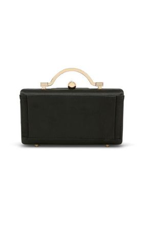 Badgley Mischka Emma Satin Minaudiere with Outer Pocket in Black at Nordstrom, Size Small