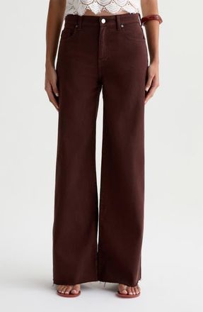 AG - Adriano Goldschmied Saige High Waist Raw Hem Wide Leg Jeans in Coffee Bean at Nordstrom, Size 30