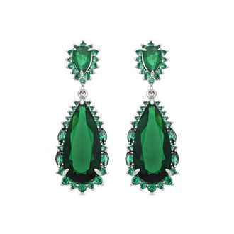 Luxenter Emerald Zirconia Metaallegering Oorbellen Rhodium Afwerking - Cakrolm