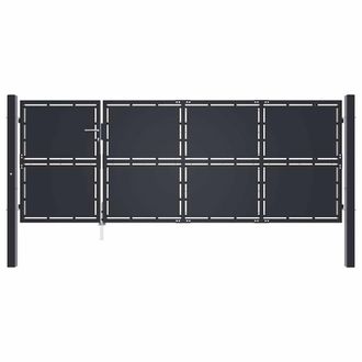 Berkfield Home Sturdy Garden Gate Steel 350x125 cm Anthracite in Dark Grey