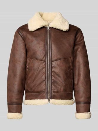 Jack & Jones Jack & Jones Regular Fit Jacke in Leder-Optik Modell Liverpool in Dunkelbraun, Gr&ouml;&szlig;e XL