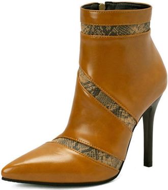 Generic Womens Elegant Pointed Toe Booties with Stiletto Heel - Zip Closure, Perfect for Office Wear and Special Events,Yellow,6.5 UK