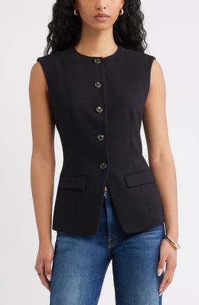 Open Edit Icon Twill Crewneck Vest in Black at Nordstrom, Size Xx-Small