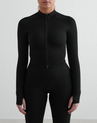 Aim'n Giacca nera modellante con zip senza cuciture-Nero