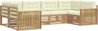 vidaXL Conjunto De Sof&aacute;s De Exterior 6 Uds. Blanco Y Crema Vidaxl