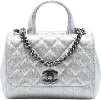Chanel Pre-owned Coco Handle Bag - Dames - Vintage Mini Tas - Grijs - ONE Size - Leer - Vintage