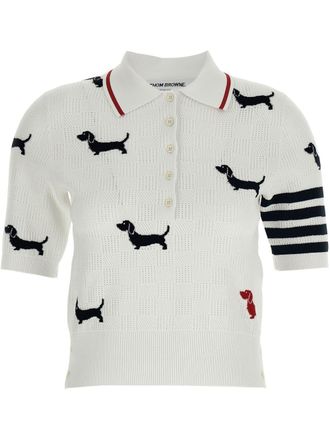 Thom Browne Hector polo shirt - women - Polyester/Viscose - 40 - White