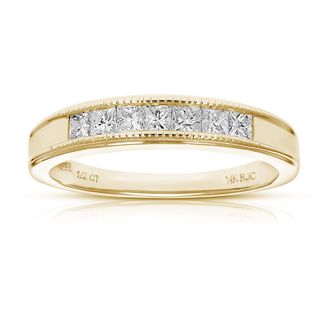 Vir Jewels 1/2 cttw Diamond Wedding Band for Women, Princess Diamond Wedding Band in 14K Gold 7 Stones Channel Set