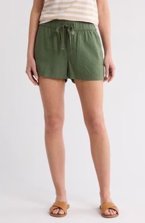 Caslon Drawstring Linen Blend Shorts in Green Bronze at Nordstrom Rack, Size X-Small