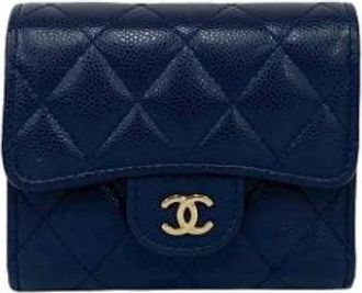 Chanel Pre-owned Wallets, female, Blue, Size: ONE SIZE Pre-owned Vintage Leather Wallet