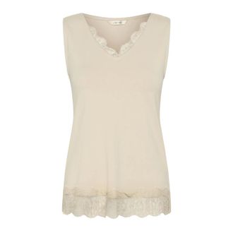 Cream CRAlvaia Top in Jersey e Pizzo - - Tops - Donna - Beige - S