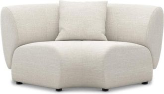 Castlery Auburn Curve Corner Sofa Customized, Performance Linen Weave, Sand, Spill Resistant, Modular for Sofas, Grey, Castlery