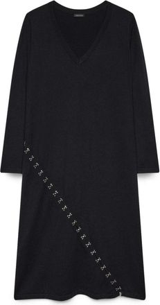 Fiorella Rubino Gebreide jurk met versieringen - Dames - Casual kleedjes - Zwart - XS - Polyester - Kleedjes