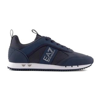 Emporio Armani Blauwe Sneakers met Eagle Logo - Heren - Sneakers - Blauw - 43 1/2 EU - Polyester - Schoenen