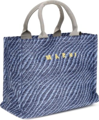 Marni Womens Fabric Tote Bag Vivid Blu Nylon; Polyester Shoulder