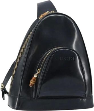 Gucci Pre-owned Backpacks, female, Black, Size: ONE SIZE Pre-owned Vintage Patent Leather Shoulder Bag