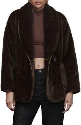 Avec Les Filles Shawl Collar Faux Fur Jacket in Espresso at Nordstrom Rack, Size X-Large