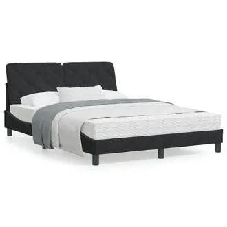 vidaXL Vidaxl - Letto Con Materasso Nero 140x200 Cm In Velluto