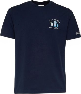 MC2 Saint Barth T-Shirts, male, Blue, Size: S Malia Crewneck Short Sleeve