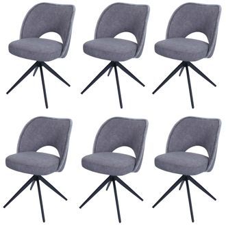 Hhg [nunca Usado] Juego De 6 Sillas De Comedor Hhg-597, Silla De Cocina Tapizada, Giratoria Con Retorno Autom&aacute;tico, Tela/textil (420 G/m&sup2;) Oeko-tex, Gris 