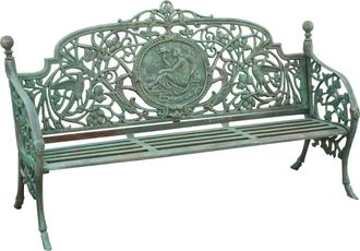 Biscottini International Biscottini - Banco De Jard&iacute;n De Hierro Fundido 184x110x70 Sof&aacute; De Exterior Banco Liberty Con Reposabrazos Silla De 3 Plazas Banco De Hierro