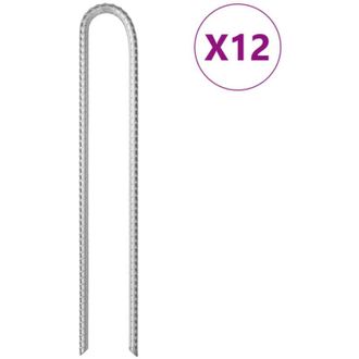 vidaXL Estacas Para Tienda 12pcs En Forma De U 37cm &Oslash;10mm Acero Galvanizado