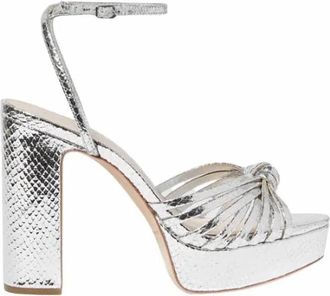 Loeffler Randall Womens Rivka Leather Knot Platform Sandals In Silver