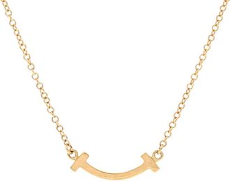 Tiffany & Co. Tiffany & Co 18K Gold T Smile Pendant Necklace 18K Yellow Gold Mini (Authentic Pre-Loved)