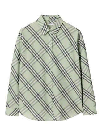 Burberry check cotton shirt - women - Cotton - 10 - Green