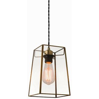 Endon Lighting Beaumont - Ceiling Pendant Light Antique Brass, Clear Glass, E27