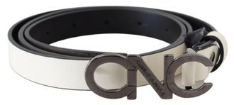 Costume National Womens Mettalic Leather Logo Womens Belt