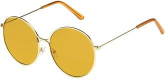 Generic Metal Round Large Frame Womens Photo Shoot Sunglasses Mens Outdoor Commuting Sports Sun Glasses(Orange)