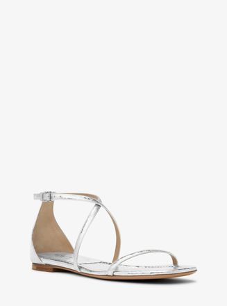Michael Kors Polly Metallic Python Embossed Leather Sandal