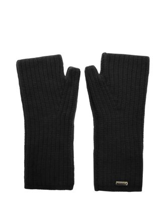 Herno ribbed fingerless gloves - women - Fabric - M - Black