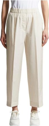 PESERICO Poplin broek van katoenmix - Dames - Straight fit broeken - Beige - M - Katoen - Broeken