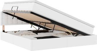 vidaXL Bed with Mattress with LED Pure White 160 x 200 cm Faux Leather vidaXL