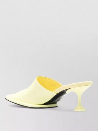 Sergio Rossi leather mules open toe unique heel design