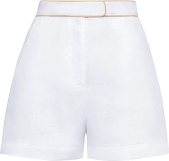MVP Wardrobe Witte Linnen Regular Fit Shorts - Dames - Bermuda - Wit - XS - Linnen - Korte Broeken
