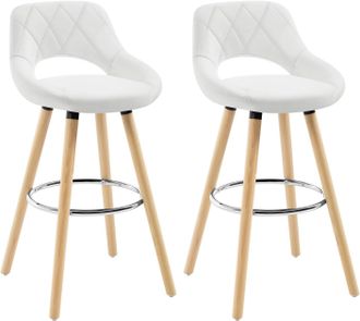 Woltu Woltu 2x Taburetes De Bar Con Respaldo Sillas De Cocina Juego De 2 Taburetes Altos Cocina Marco De Madera Maciza Imitaci&oacute;n De Cuero Silla De Dise&ntilde;o Ma