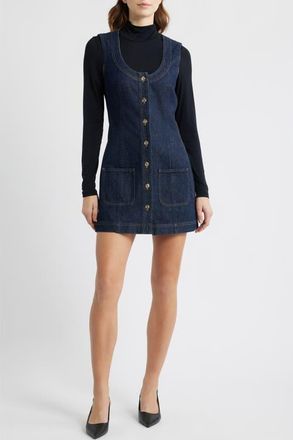 Frame Denim The Patch Pocket Sleeveless Denim Minidress in Rinse at Nordstrom, Size 12