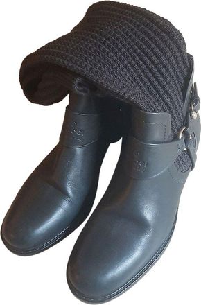 Gucci Grey Leather & Knit Boots Size 38