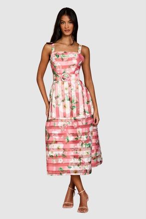 Coast Petite Floral Organza Midi Dress in Pink at Nordstrom, Size 10