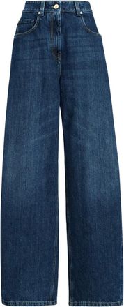 Brunello Cucinelli Jeans met ritssluiting en wijde pijpen - Blauw
