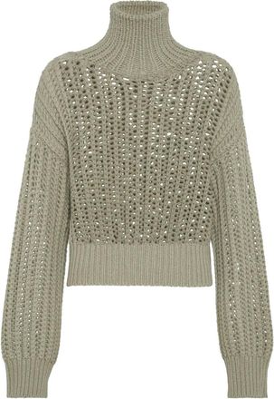 Brunello Cucinelli Maglione a collo alto in cashmere - Verde