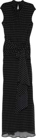 Rotate Long Black Dress With White Polka Dots
