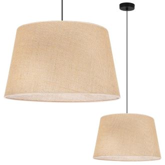 OEM L&aacute;mpara Colgante Cono De Yute Negro 1 Pantalla Plana Beige 44cm