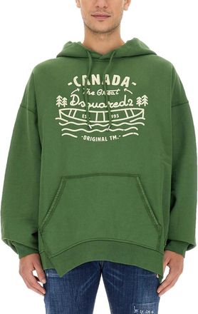Dsquared2 Green Graphic Hood Sweatshirt